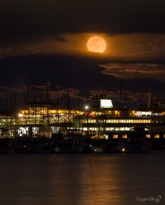 Moonrise over the Kingston Ferry Terminal